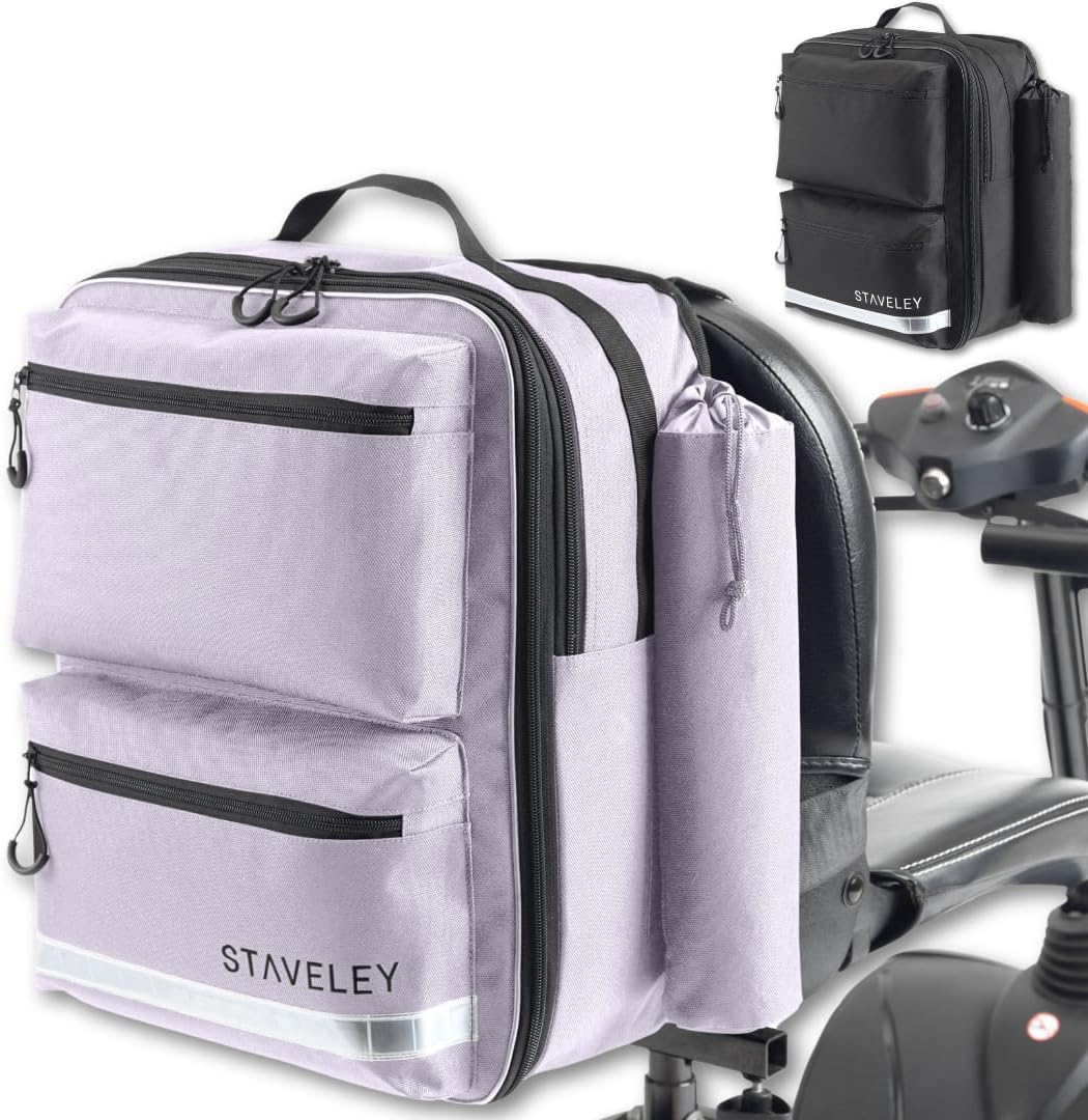 Staveley XL Expandable Mobility Scooter Bag for Electric Mobility Scooters & Boot Scooters - Back of Seat Bag (Purple)