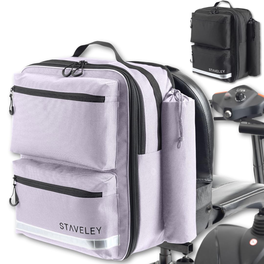 Staveley XL Expandable Mobility Scooter Bag for Electric Mobility Scooters & Boot Scooters - Back of Seat Bag (Purple)