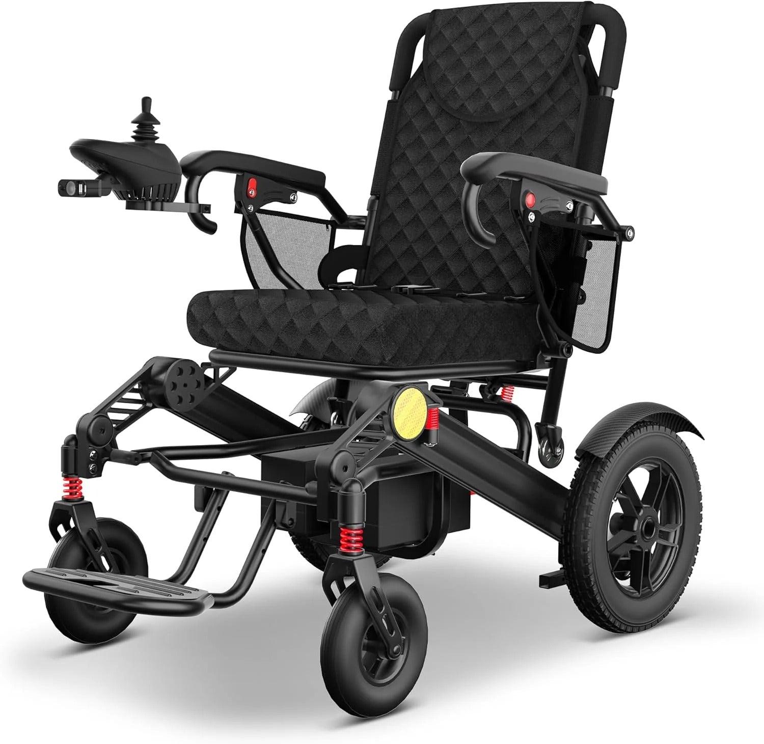 Power+ 30-Mile Long Range Foldable Electric Wheelchair – Lightweight, Portable, All-Terrain Motorized Wheelchair for Adults & Seniors, 350 lbs Capacity – Metallic Black